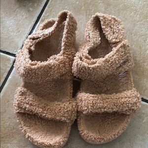 ALDO Tan Fuzzy Sandals